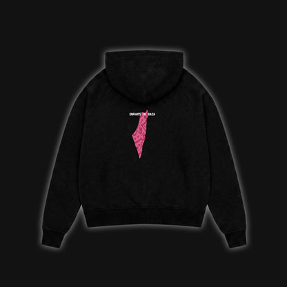 JUSTICE HOODIE [PINK ON BLACK]