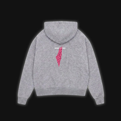 JUSTICE HOODIE [LIGHT PINK ON GREY]