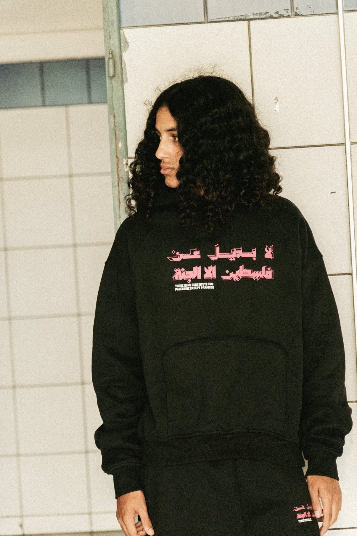 JUSTICE HOODIE [PINK ON BLACK]