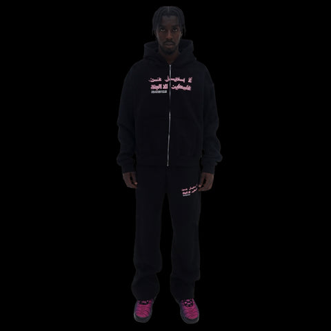 JUSTICE ZIPPER [PINK ON BLACK]