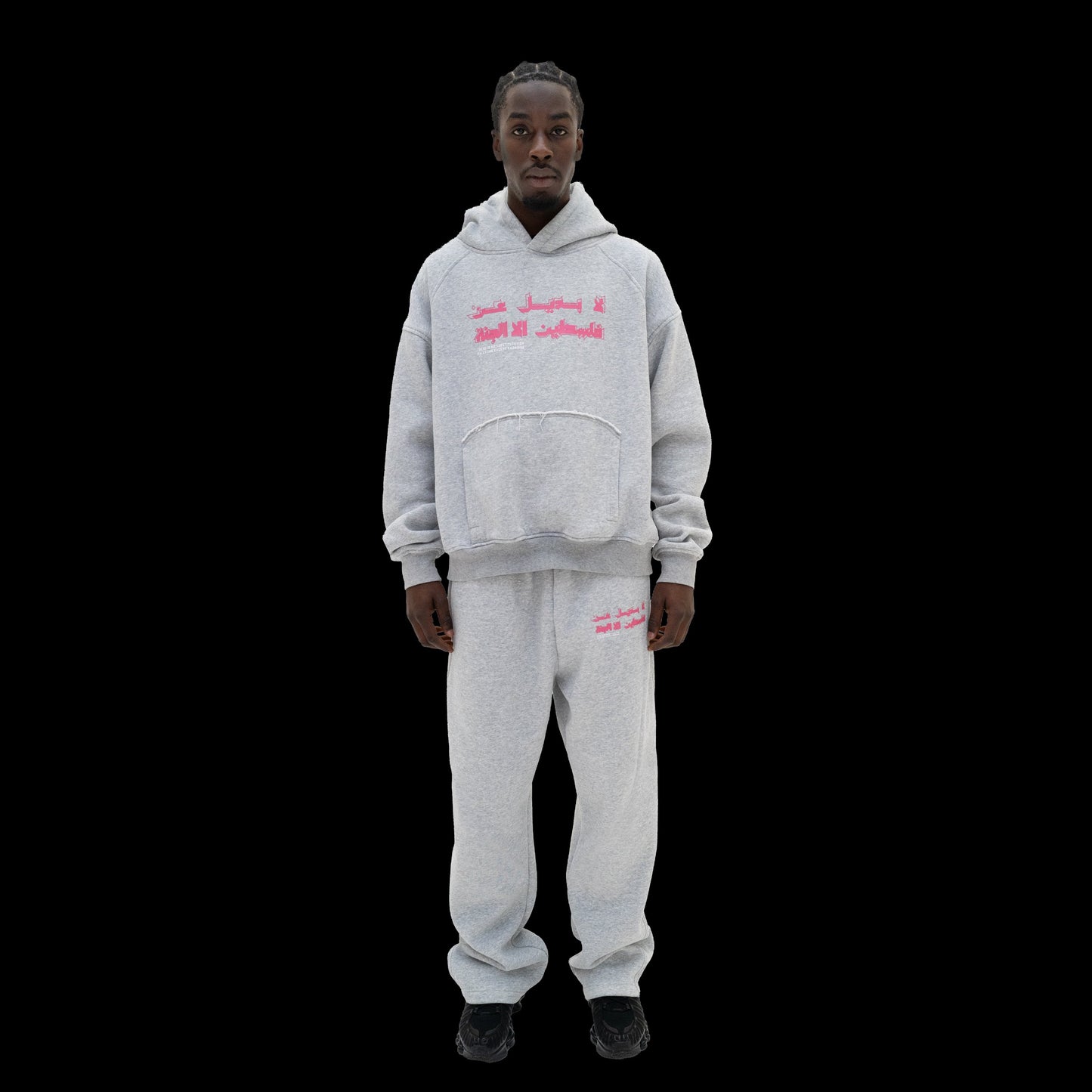 JUSTICE HOODIE [LIGHT PINK ON GREY]