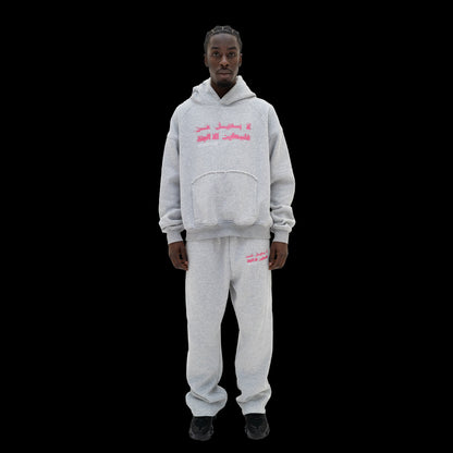JUSTICE HOODIE [LIGHT PINK ON GREY]