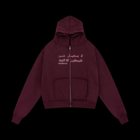 JUSTICE ZIPPER [PINK ON WINE RED]